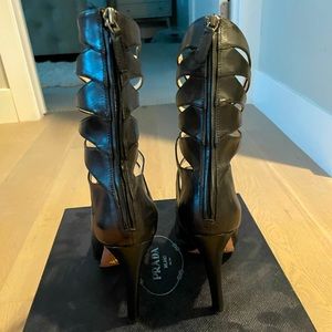 Prada size 37.5 black strapy heels